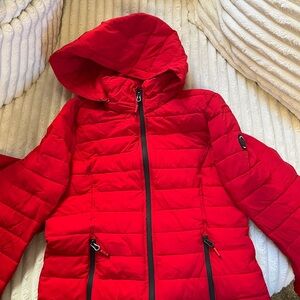 Nautica Womens Red Puffer Jacket